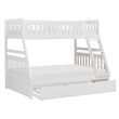 Pemberly Row Transitional Wood Twin over Full Bunk Bed with Trundle in White