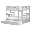 Pemberly Row Transitional Wood Full over Full Bunk Bed with Trundle Bed in Gray