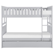 Pemberly Row Transitional Wood Full over Full Bunk Bed with Trundle Bed in Gray