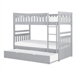 Pemberly Row Transitional Wood Twin over Twin Bunk Bed with Trundle Bed in Gray