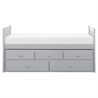 Pemberley Row Wood Gray Twin Over Twin Trundle Bed with Storage Drawers 78
