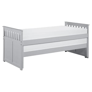 Pemberly Row 81.5&quot Transitional Wood Twin over Twin Bed in Gray