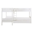 Pemberly Row Transitional Wood Corner Bunk Bed with Storage Boxes in White