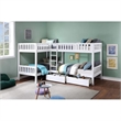 Pemberly Row Transitional Wood Corner Bunk Bed with Storage Boxes in White