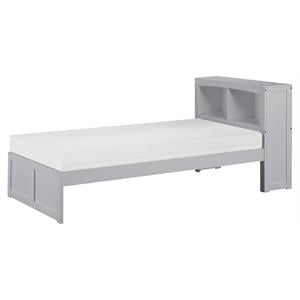 Pemberly Row 88.5&quot Transitional Wood Twin Bookcase Bed in Gray