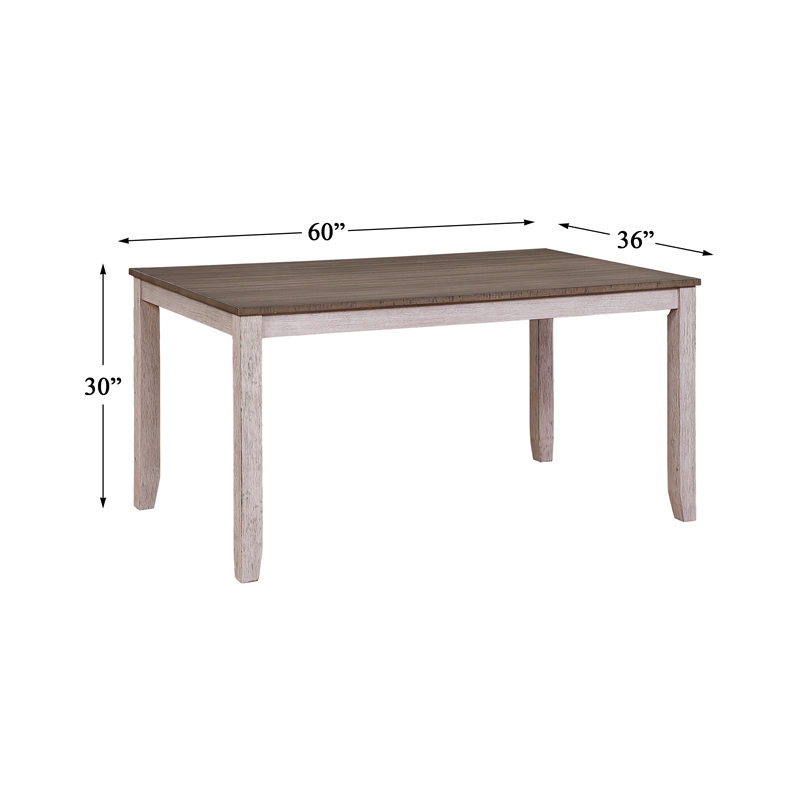 Pemberly Row 5-Piece Transitional Wood Dining Set in Grayish White and Brown