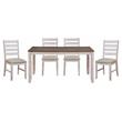 Pemberly Row 5-Piece Transitional Wood Dining Set in Grayish White and Brown