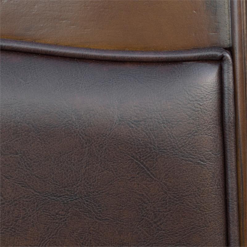 Pemberley Row Wood Brown Cherry Dining Set Round Faux Leather Upholstery 54