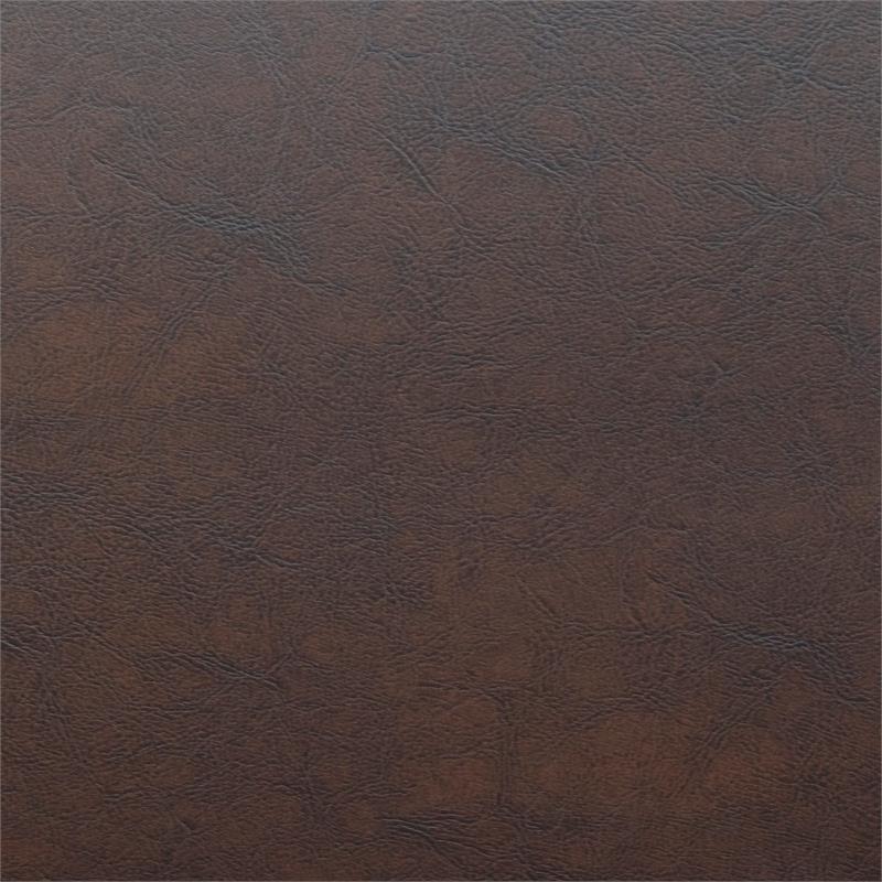 Pemberley Row Wood Brown Cherry Dining Set Round Faux Leather Upholstery 54