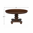 Pemberley Row Wood Brown Cherry Dining Set Round Faux Leather Upholstery 54