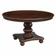Pemberley Row Wood Brown Cherry Dining Set Round Faux Leather Upholstery 54