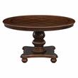 Pemberley Row Wood Brown Cherry Dining Set Round Faux Leather Upholstery 54