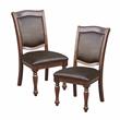 Pemberley Row Wood Brown Cherry Dining Set Round Faux Leather Upholstery 54