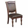 Pemberley Row Wood Brown Cherry Dining Set Round Faux Leather Upholstery 54