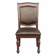 Pemberley Row Wood Brown Cherry Dining Set Round Faux Leather Upholstery 54