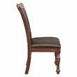 Pemberley Row Wood Brown Cherry Dining Set Round Faux Leather Upholstery 54