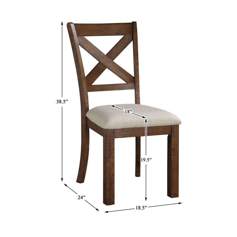 Pemberly Row 5-Piece Transitional Wood Dining Set in Brown and Beige