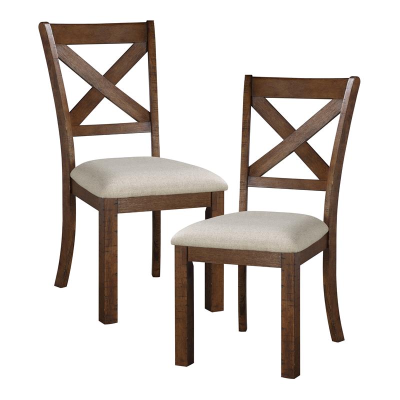 Pemberly Row 5-Piece Transitional Wood Dining Set in Brown and Beige