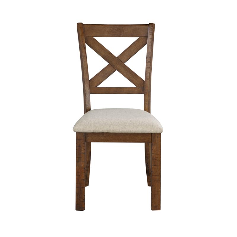 Pemberly Row 5-Piece Transitional Wood Dining Set in Brown and Beige
