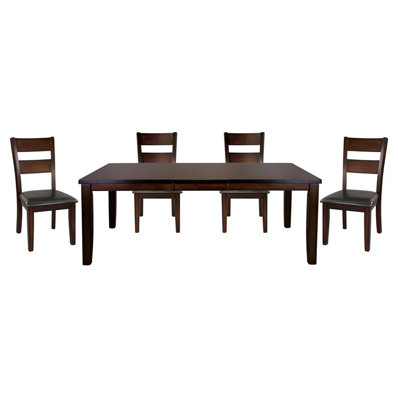 Pemberly Row 5-Piece Transitional Wood Dining Set in Cherry