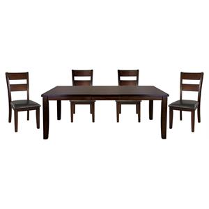 Pemberly Row 5-Piece Transitional Wood Dining Set in Cherry