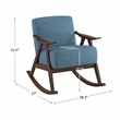 Pemberly Row Mid-Century Textured Fabric Rocking Chair in Dark Walnut/Blue