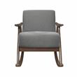 Pemberly Row Mid-Century Textured Fabric Rocking Chair in Dark Walnut/Gray