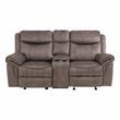 Pemberly Row Transitional Microfiber Double Glider Reclining Love Seat in Brown