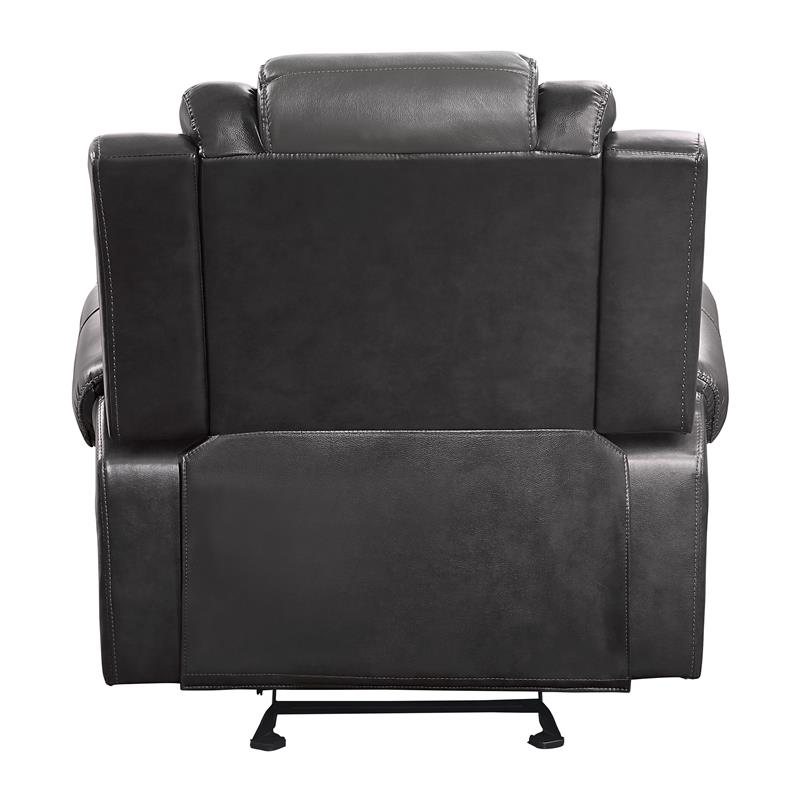 Pemberley Row Faux Leather Gray Reclining Chair Rectangular Gliding Motion 40