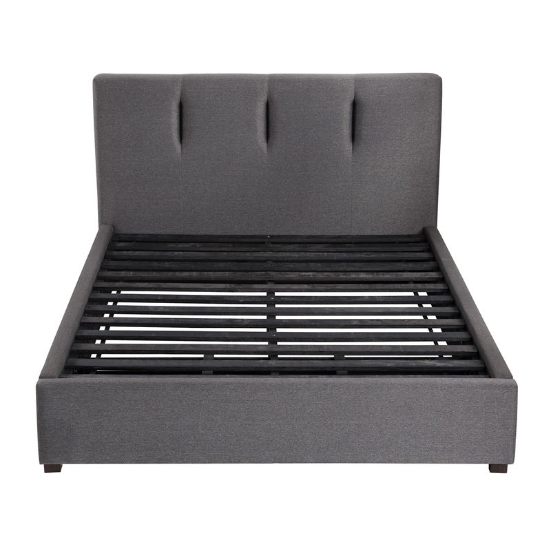 Pemberly Row Modern Fabric Eastern King Platform Bed with Storage Drawer in Gray
