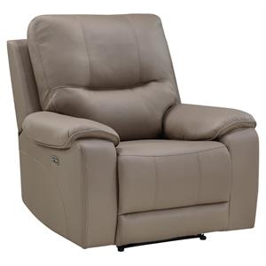 Pemberly Row 39&quot Polished Microfiber Power Reclining Chair in Brown