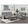 Pemberly Row Traditional Faux Leather Double Glider Reclining Loveseat in Gray