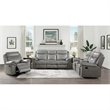 Pemberly Row Traditional Faux Leather Double Glider Reclining Loveseat in Gray