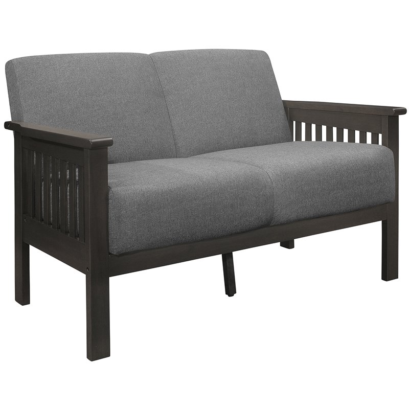 Pemberly Row Fabric Upholstered Loveseat in Gray and Antique Gray