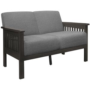 Pemberly Row Fabric Upholstered Loveseat in Gray and Antique Gray