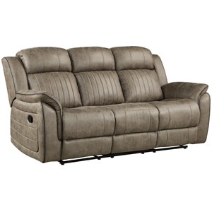 Pemberly Row 20.5&quot Modern Microfiber Upholstered Reclining Sofa in Sandy Brown
