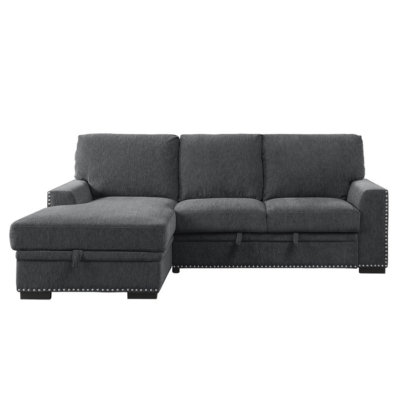 Pemberly Row 2-piece Contemporary Fabric Sectional with Left Chaise in Gray