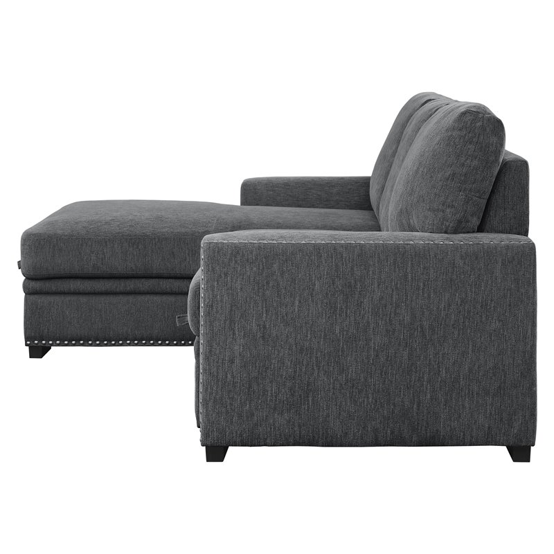Pemberly Row 2-piece Contemporary Fabric Sectional with Left Chaise in Gray