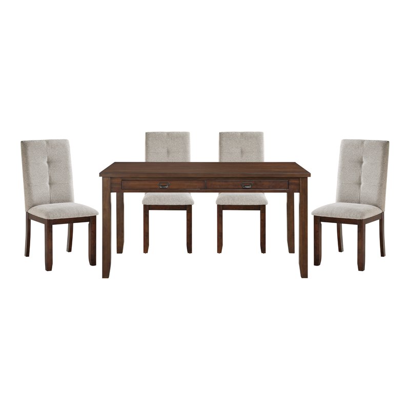 Pemberly Row 5-piece Wood Dining Set with 1 Table/4 Side Chairs in Cherry