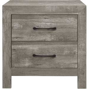 Pemberley Row Faux Wood Veneer Gray Nightstand Rectangular Rustic Styling 24&quot H x 23.5&quot W x 16&quot D Assembled