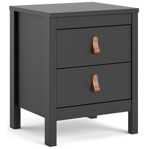 Pemberly Row Contemporary 2 Drawer Nightstand in Black Matte