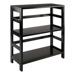 Pemberly Row 2-Tier Wide Solid Wood Storage Book Shelf in Espresso