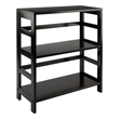 Pemberly Row 2-Tier Wide Solid Wood Storage Book Shelf in Espresso