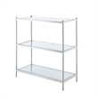 Pemberly Row Three-Tier Bookcase in Clear Glass and Chrome
