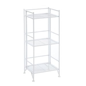 Pemberly Row Three-Tier Folding Shelf in White Metal Finish