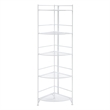 Pemberly Row Five-Tier Folding Corner Shelf in White Metal