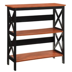 Pemberly Row 3 Tier Bookcase in Cherry and Black Wood Finish