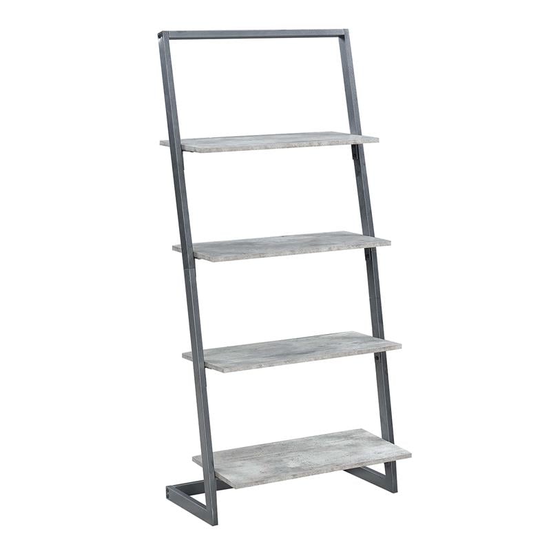 Pemberly Row Four-Tier Ladder Bookcase/shelf in Gray Wood
