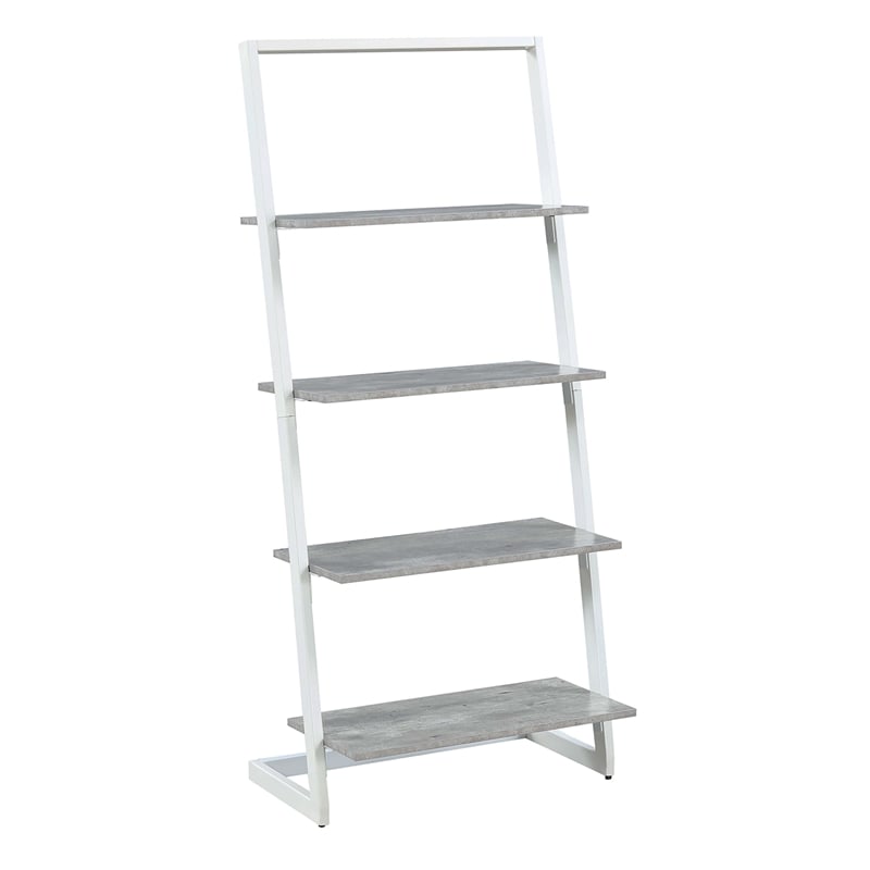 Pemberly Row Four-Tier Ladder Bookcase/shelf in Gray Wood