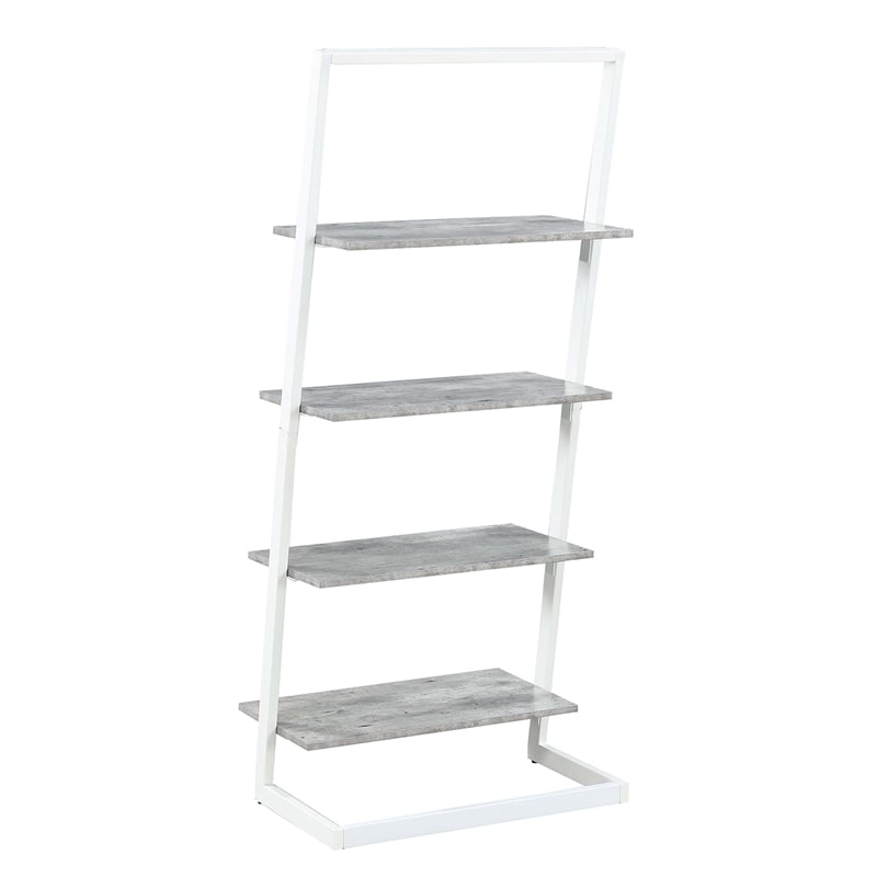 Pemberly Row Four-Tier Ladder Bookcase/shelf in Gray Wood